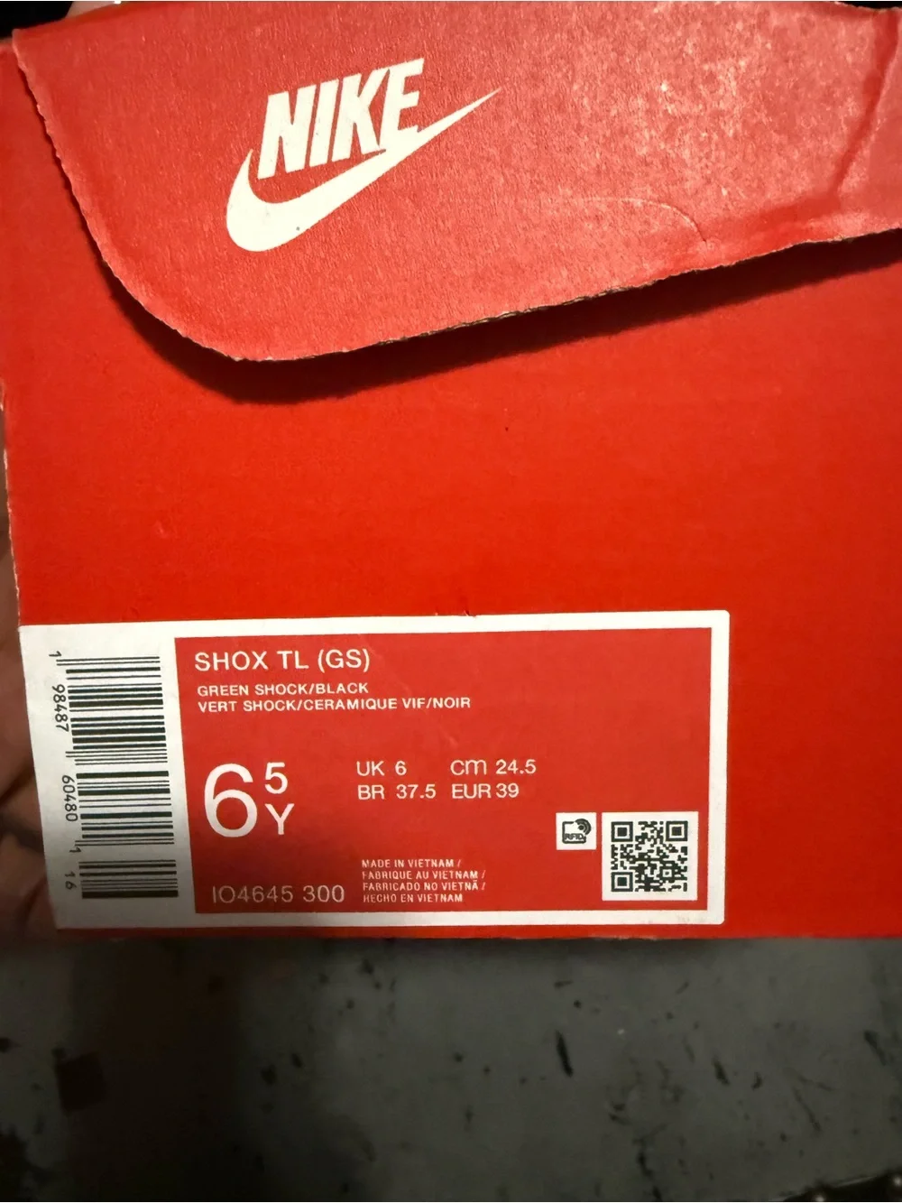 Nike Kids' Black/Green/Orange Air Shox TL